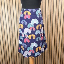 White Stuff Reversible Skirt 18 Green Blue Floral Flare Knee Length