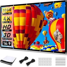 Projector Screen 120 inch, Movie Projector Screen 16:9 Foldable and Portable ...