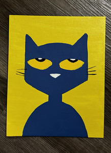 pete the cat painting on a canvas.