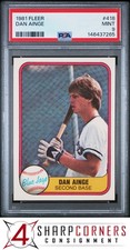 1981 FLEER #418 DAN DANNY AINGE RC BLUE JAYS PSA 9