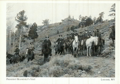 *Wyoming Postcard-''Pres Teddy Roosevelt's Visit w/Citizens'' *Laramie, Wy- {C396-