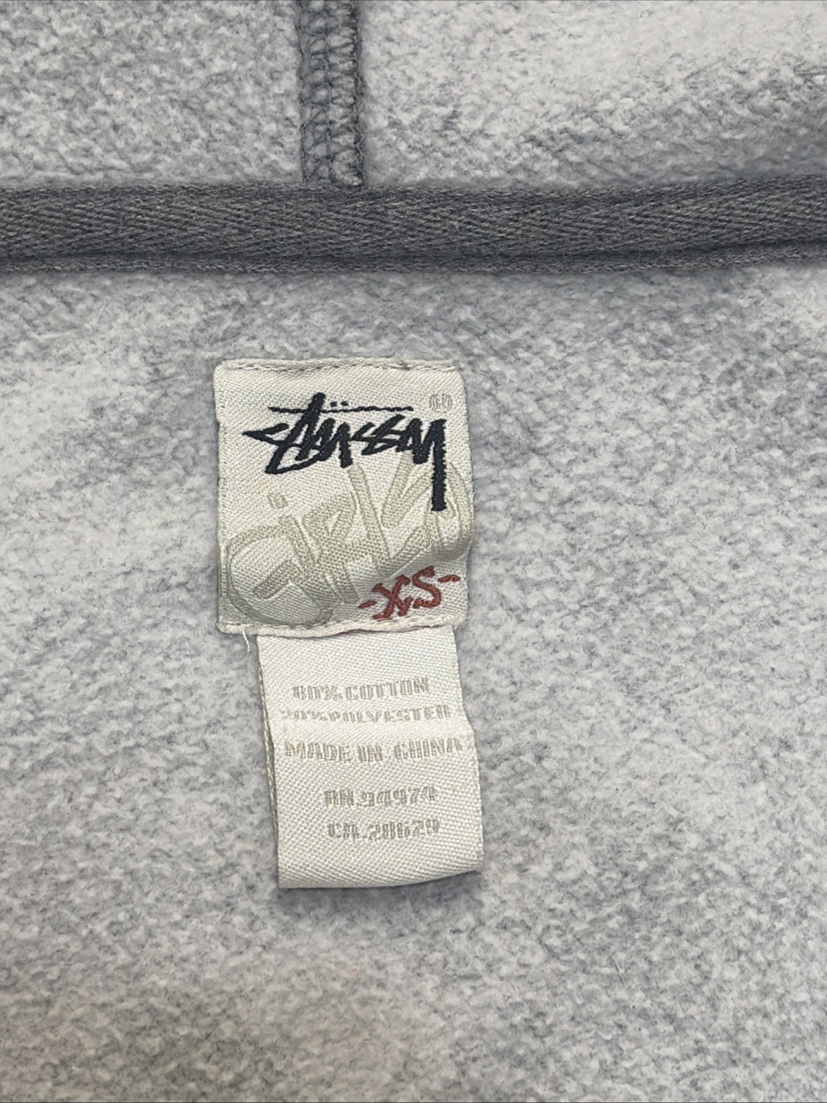Stussy Gray Full Zip Hoodie Logos Front And Back Size Extra Small thumbnail 6