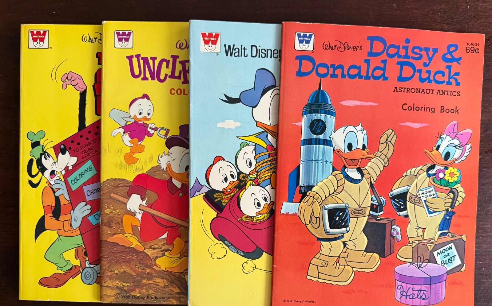 4 DIFF vintage DISNEY unused COLORING BOOKS mickey DONALD DUCK uncle scrooge