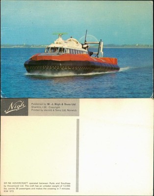 Postcard Ryde (Isle of Wight) Hoovercraft SR-N6 - Southsea 1974
