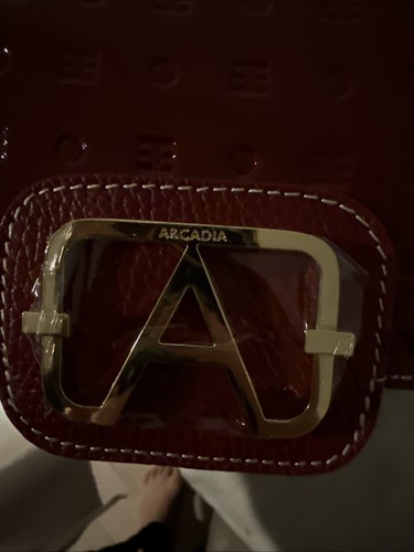 ARCADIA Marsala RED Italy Gianna Patent Leather Crossbody Sliding Chain Strap - Picture 18 of 22