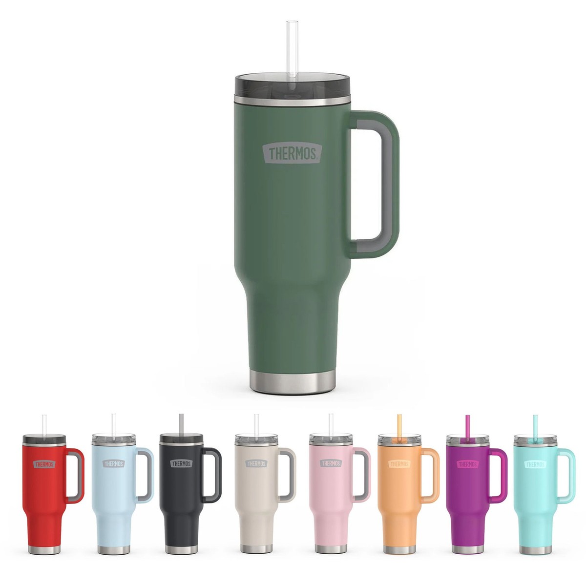 Thermos 40 oz Stainless Steel Cup Holder Mug with Straw - Crimson