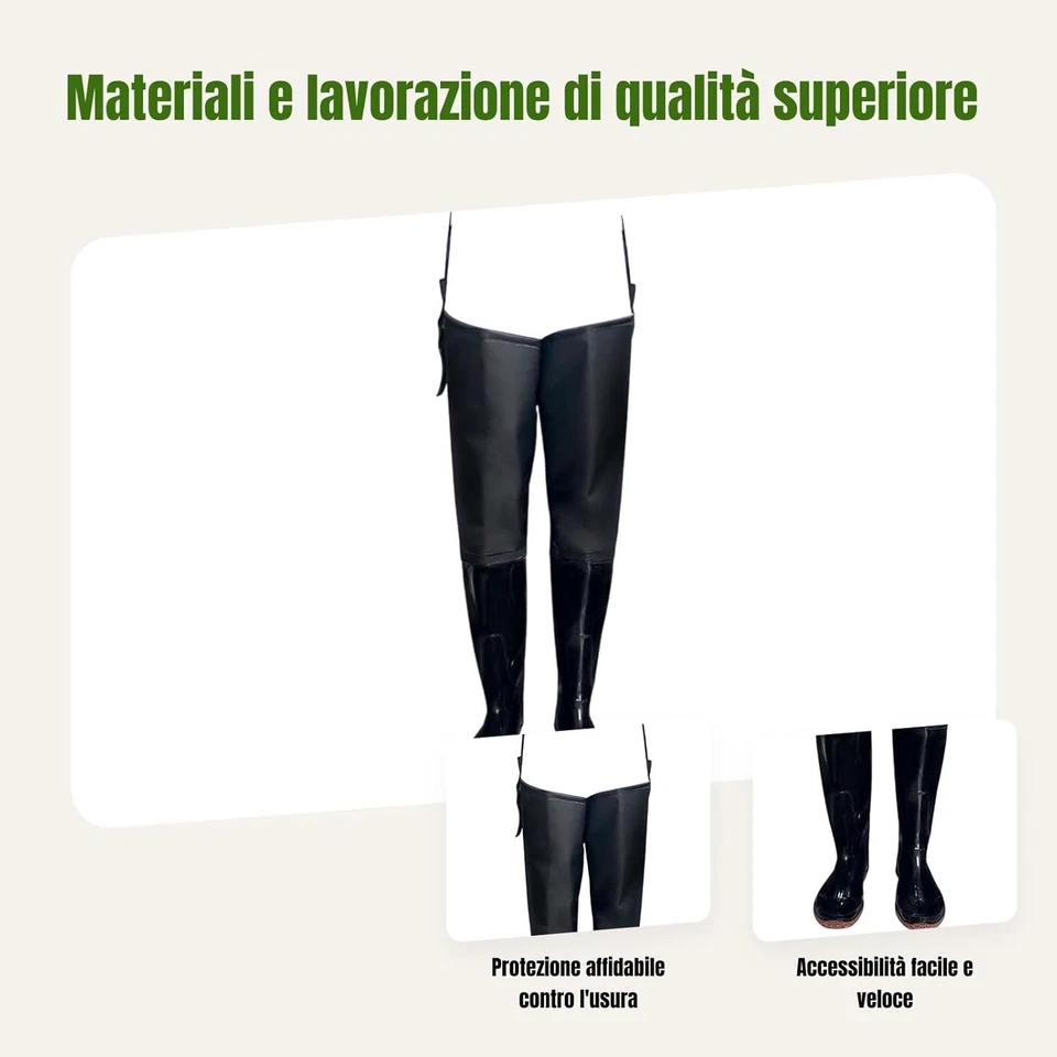 Stivali Da Pesca Con Stivali, Stivali Alti Fino Alla Coscia, Calze, Pantaloni Im - Immagine 4 di 4