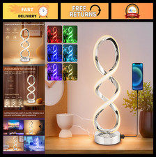 Touch Dimmable RGB Spiral Table Lamp - 7 Colors, 10 Modes, Unique Nightstand Lig