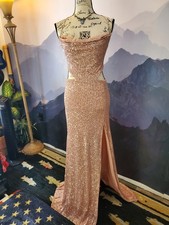 Windsor Blush Sparkly Evening Cocktail Dress Prom Wedding Dinner Fancy Slit