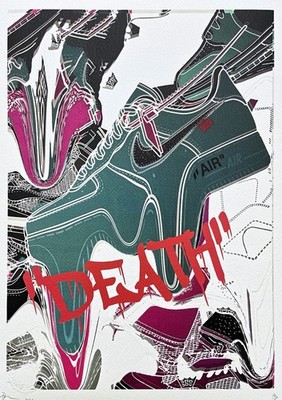 DEATH NYC - Green Nike - signed, certificate, limited edition, 32x45 cm