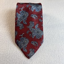 David Taylor Tie Necktie 58" x 4" Maroon Base With Blue Grey Paisley