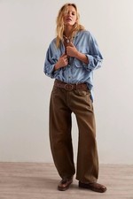 Free People We The Free Good Luck Coated Ankle Barrel Jeans