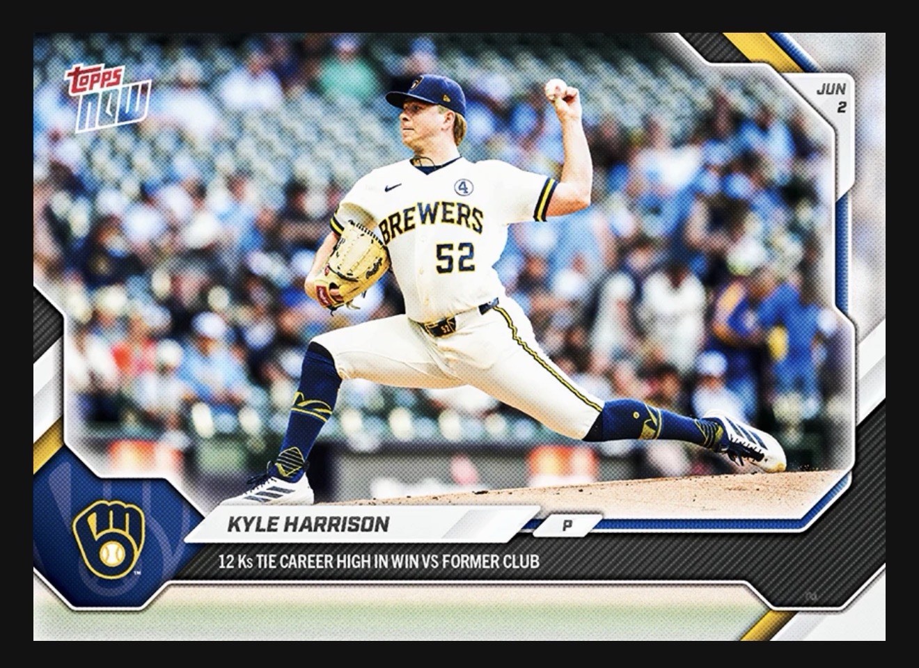 Kyle Harrison - 2026 MLB Topps NOW® - Card 281 - Presale - Brewers!!