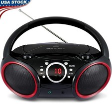 Top Loading CD Boombox AM FM Radio Portable Audio Player W/ Aux & Headphone Jack