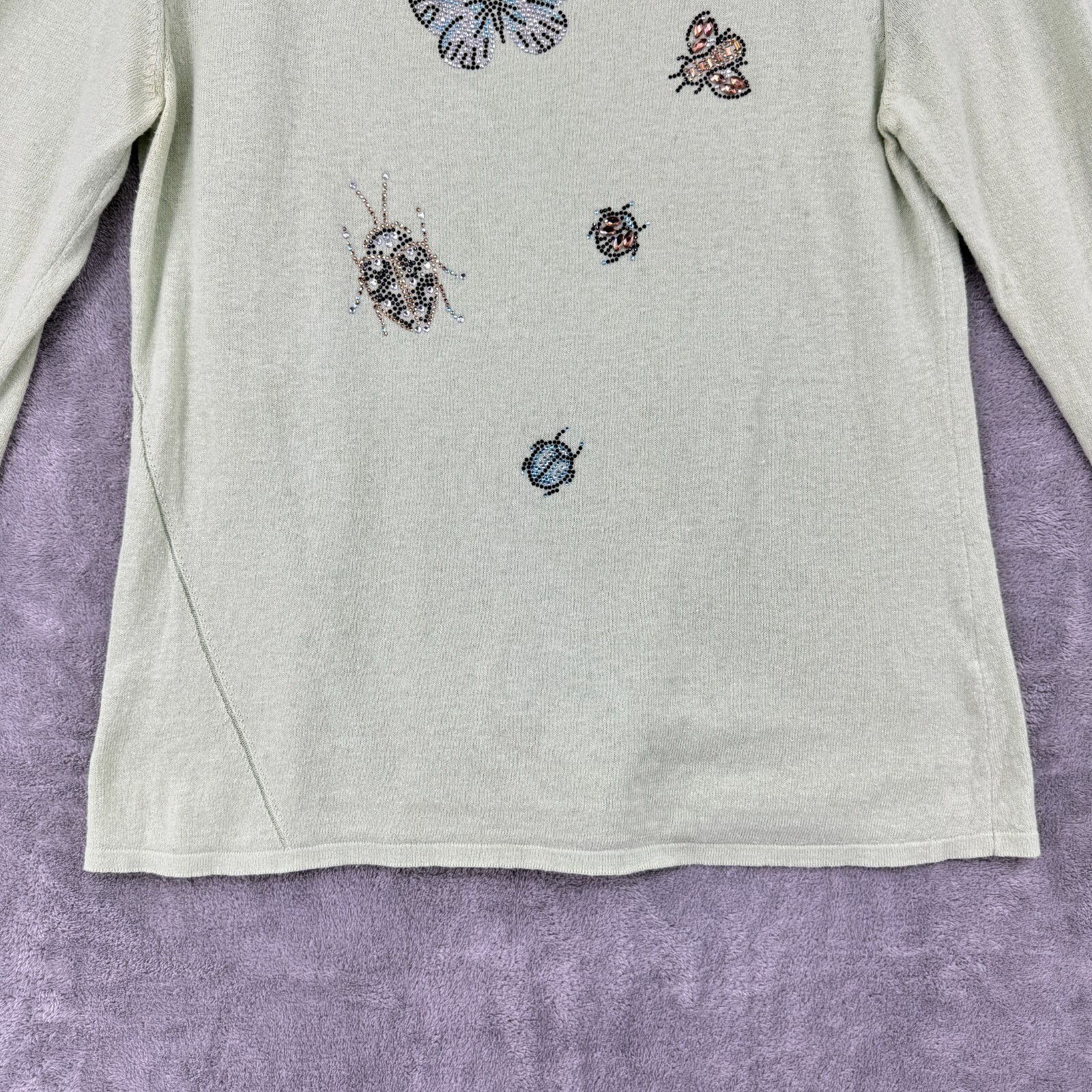 Dolcezza Sweater Medium Rhinestone Butterfly Ligh… - image 4
