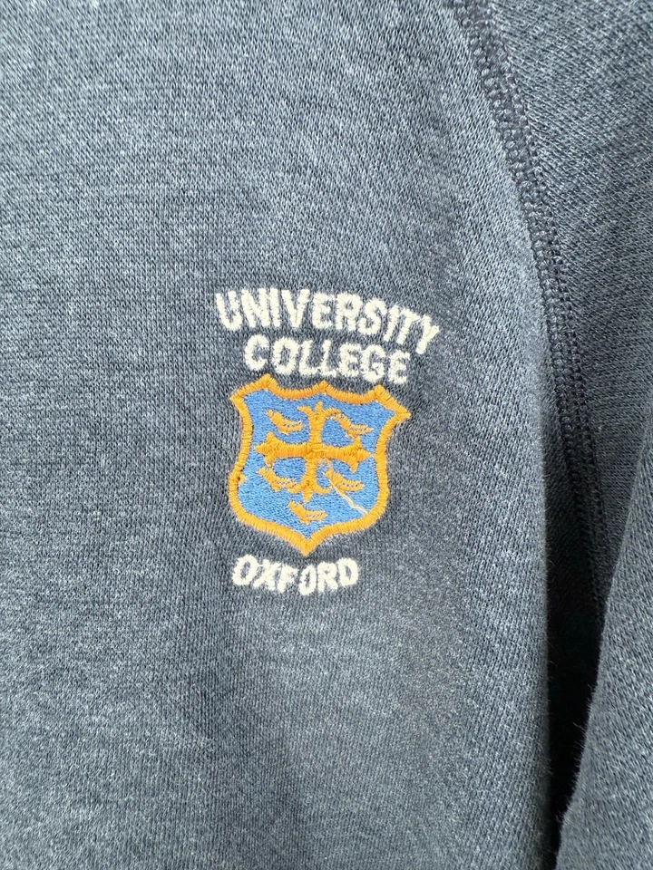 Sudadera Raglán Vintage Años 80 Oxford University College Talla Mediana Azul Marino Foto 3 de 4