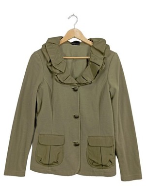MADELEINE Damen Fleecejacke Rüschenkragen Oliv Gr. 42 XL