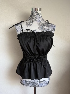 Boohoo Top Schößchentop Spaghettitop schwarz Einheitsgröße 