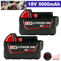 2 StüCk 18V FüR Milwaukee M18 Akku M18B6 Xc 5,0 Ah Li-Ion 48-11-1860 48-11-1852