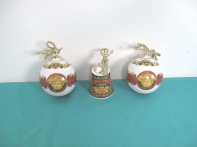 Rosenthal Porzellan Versace Medusa Glocke + 2x Kugel Tannebaumkugel