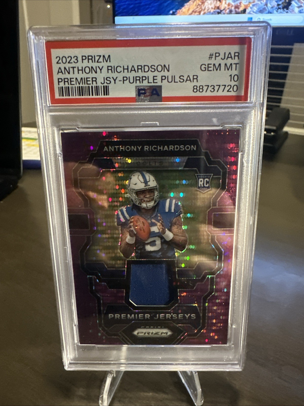 2023 Prizm Premier Jersey Patch Purple Pulsar Anthony Richardson PSA 10 Colts