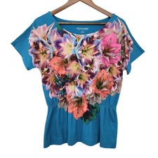 Soft Surroundings Floral Print Top Womens Size S Multicolor Tropical Summer NWT