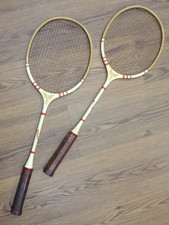 Vintage Wood Badminton Racket Pair Wilson FLIGHT Beautiful Condition 