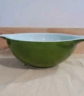 444 Vintage Green Milk Glass Mixing Bowl with Pour Spout | Retro Kitchen Decor