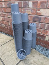 Plant Pots, 200 Used 12cm TEKU Round Light Grey Plastic Plant Pots