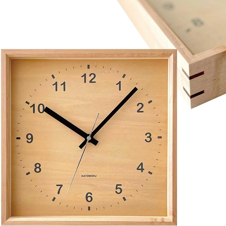 KATOMOKU muku square clock km-38WA Wood Walnut Wall Clock 25.7cm New - Image 1 of 2