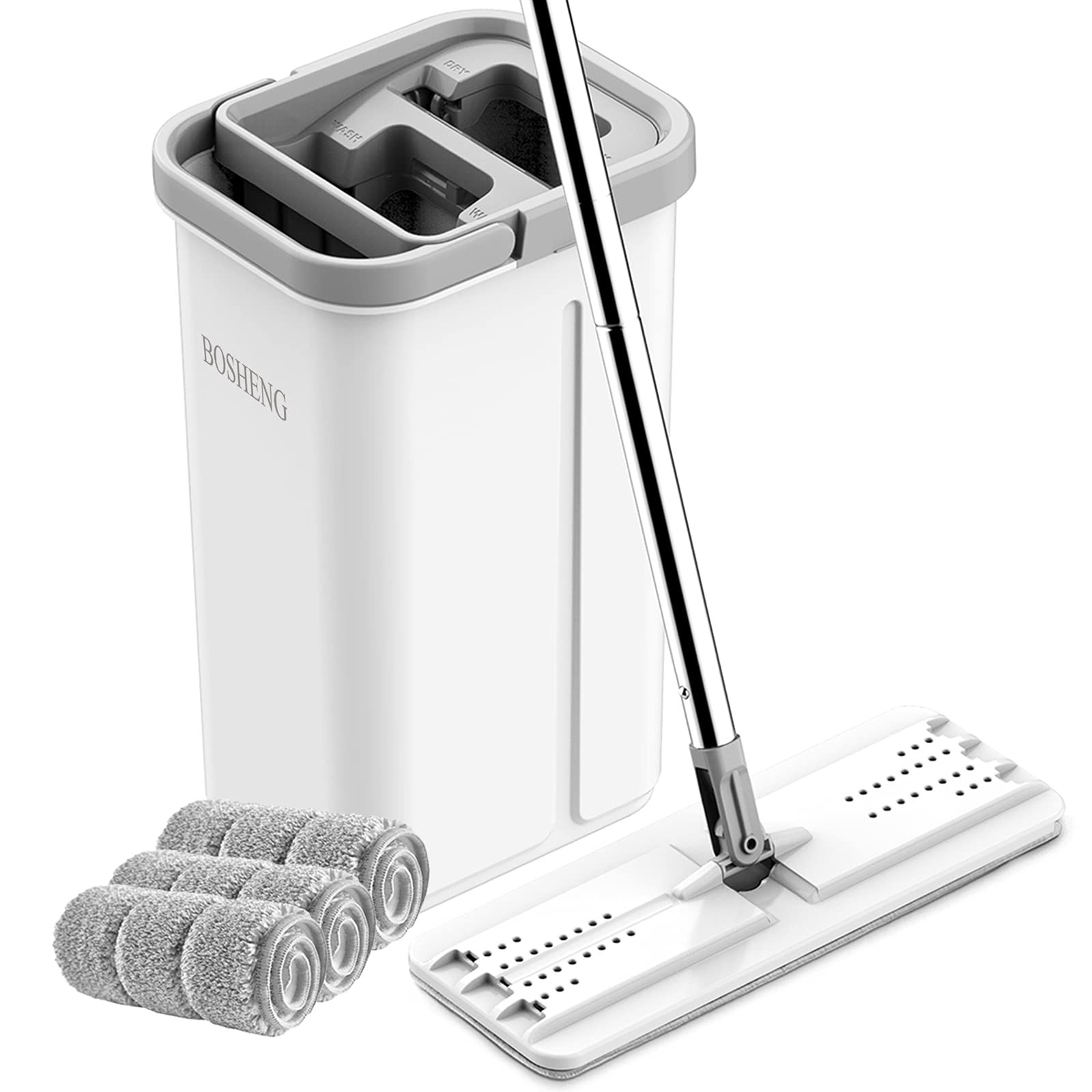 Balai à franges autonettoyant seau microfibre kit essorage automatique 3 tampons