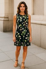 Victoria Beckham for Target Women's size S Black Floral A-Line Dress Above Knee