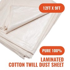 Laminated Cotton Dust Sheet Heavy Duty Decorating Paint Protection Twill Cover