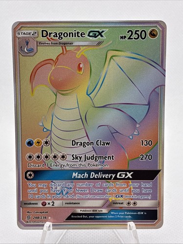 Dragonite GX 248/236 Rainbow Rare Unified Minds Pokemon Holo Minty