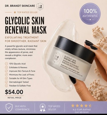 Dr. Brandt Glycolic Acid Renewal Mask 1.0oz New In Box