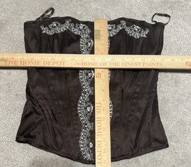 Charlotte Russe Corset Brown Embroidered Floral Lace Design Size Large