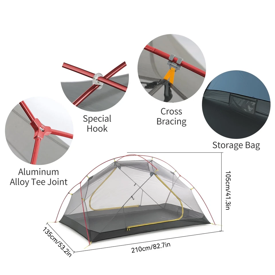 Mongar 2 Person Backpacking Tent, 3 Season Camping Tent,Double Layer Standing... - Image 2 of 4