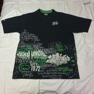 Y2K Ecko Untld T Shirt Mens 2XL AOP Graffiti Embroidered Heavy Baggy VTG Skate