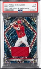 2020 PANINI CHRONICLES SPECTRA SWATCH-NEON BLUE #15 MIKE TROUT 24/50 PSA 9