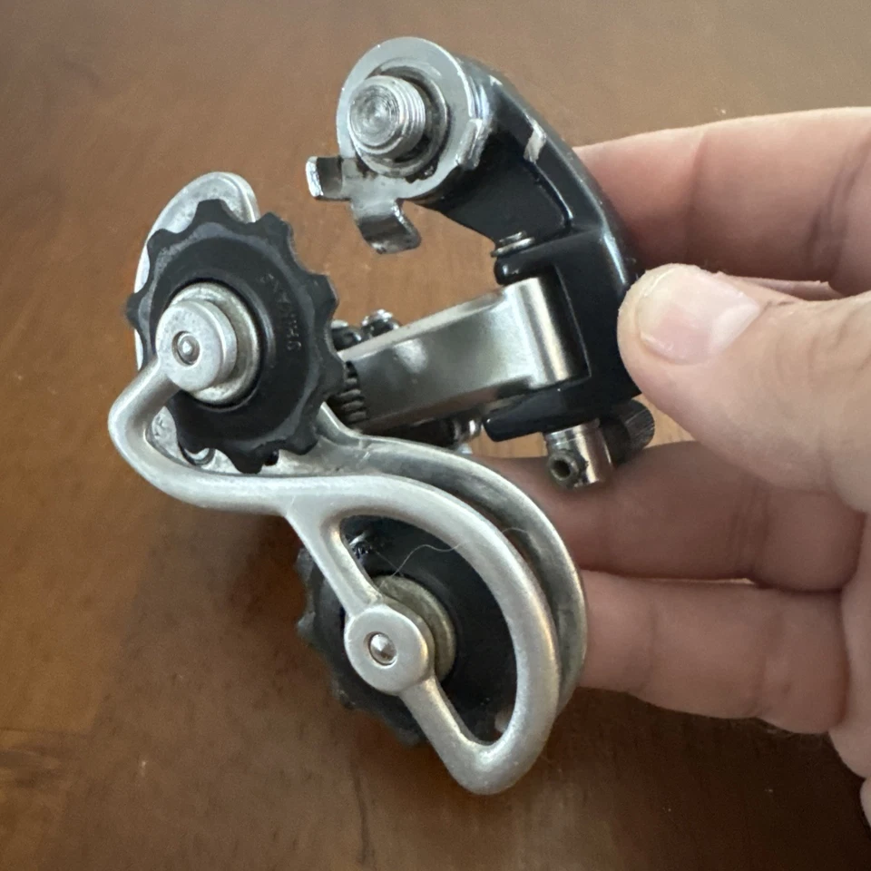 复古禧玛诺 Dura-Ace 起重机后变速器黑色版短笼 - 二手 — 第 4/4 张图片