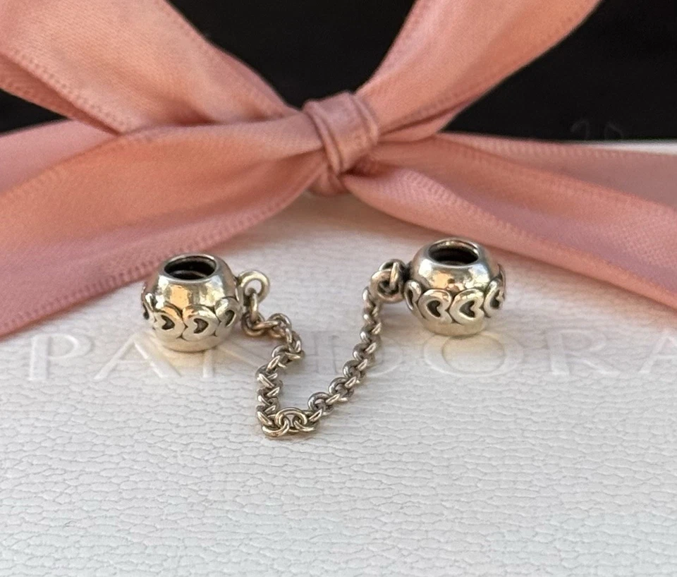Original PANDORA Sicherheitskette „gereihte Herzen“ silber 925 #791088