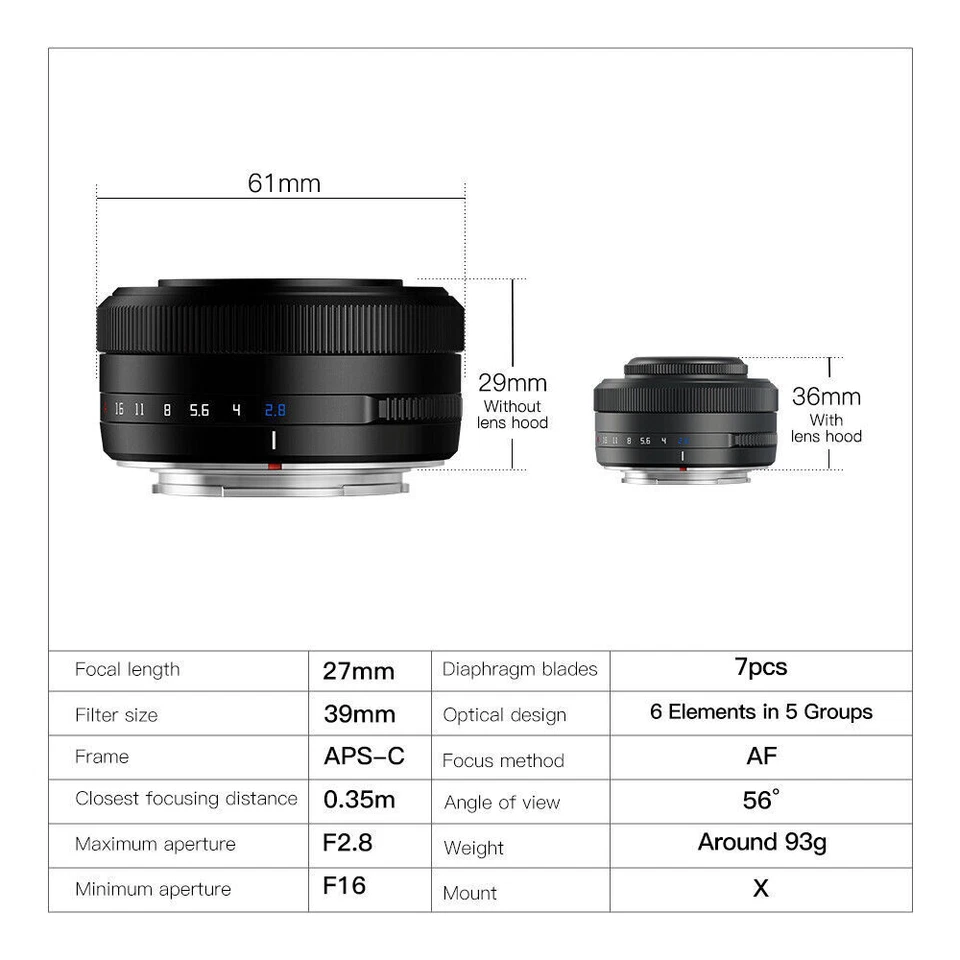 TTArtisan 27mm F2.8 XF APS-C Auto Focus Lens for Fujifilm X Mount Camera - image 4 of 4