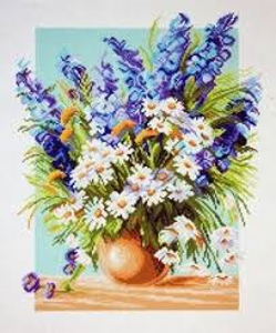 CDA collection d u0027Art Flores Azules n Margaritas cruz puntada de 