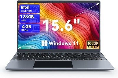 SGIN 15.6'' Laptop 4GB RAM 128GB SSD with Intel Celeren Up to 2.4GHz Type-C