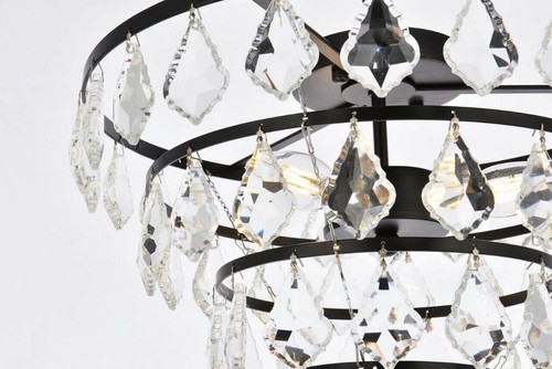 French Pendant Crystal Flush Mount 3 Light Bedroom or Dining Room Lighting 16 in - Picture 7 of 9