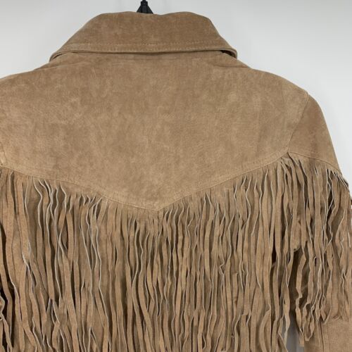 BlankNYC Jacke Damen XS Fransen 100% Leder mandel butterbraun Knopfleiste - Bild 10 von 13