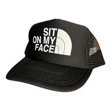 Funny Trucker Hat Sit On My Face Hat adult humor novelty cap Gag Gift black Cap