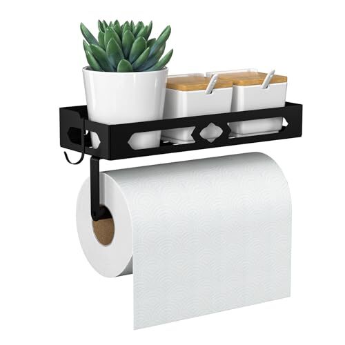 Paper Towel Holder with Shelf Paper Towel Holder Wall Mount Storage Rack 