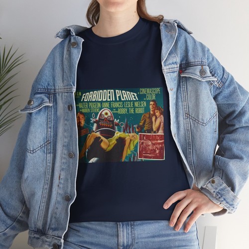 Forbidden Planet 1956 Vintage Retro Sci-fi Movie Poster T-shirt - Picture 58 of 97