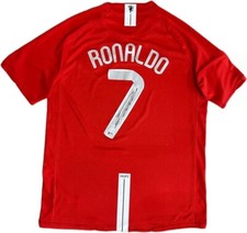 Autographed Red Jersey Final Moscow 2008 CRISTIANO RONALDO Hand Signed BAS COA